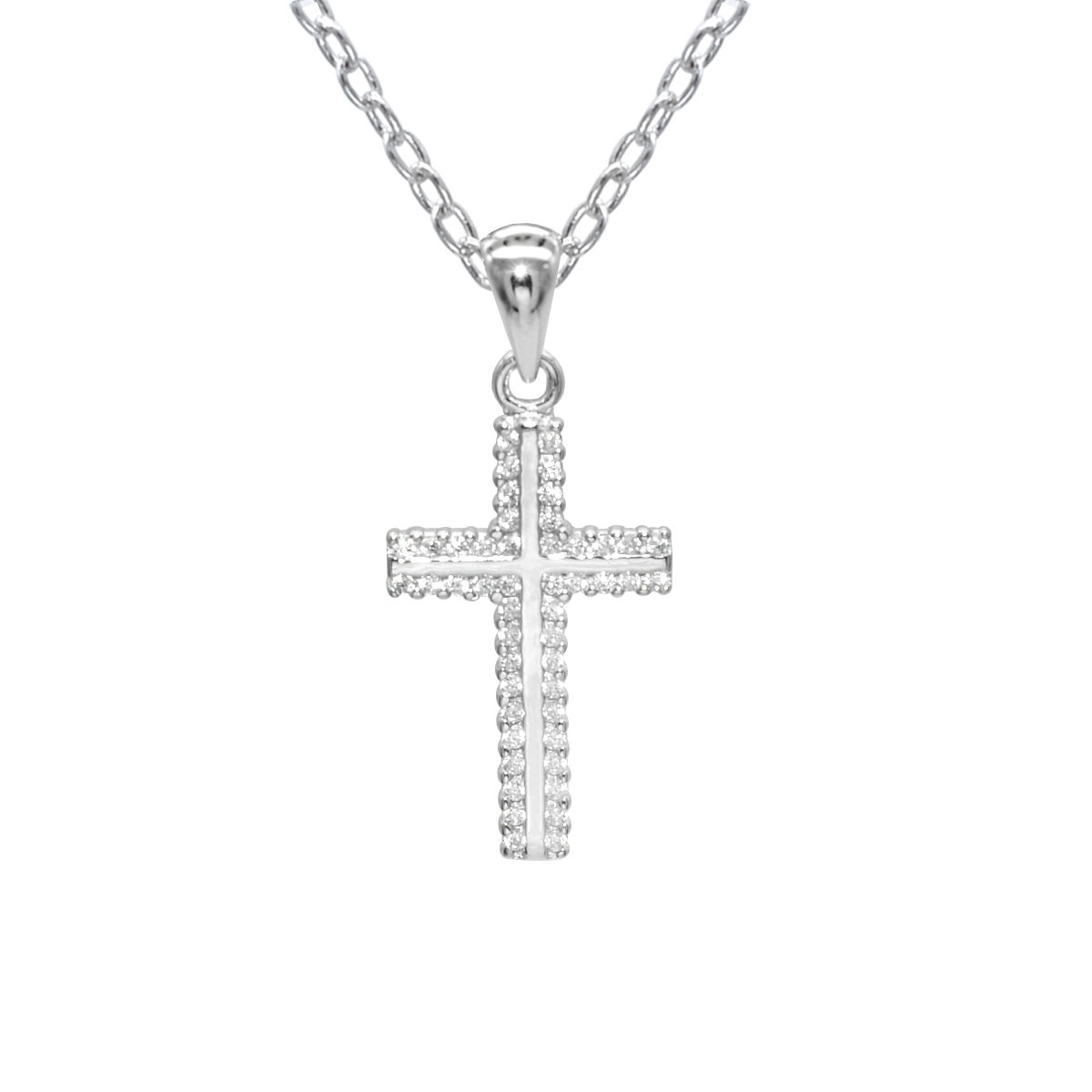 Pray-925純銀鑲白鋯石吊墜