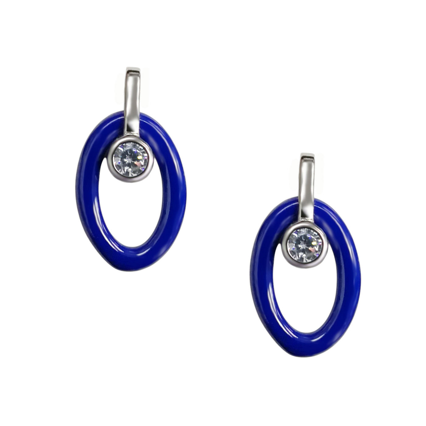 Bleu-925銀鑲鋯石陶瓷耳環