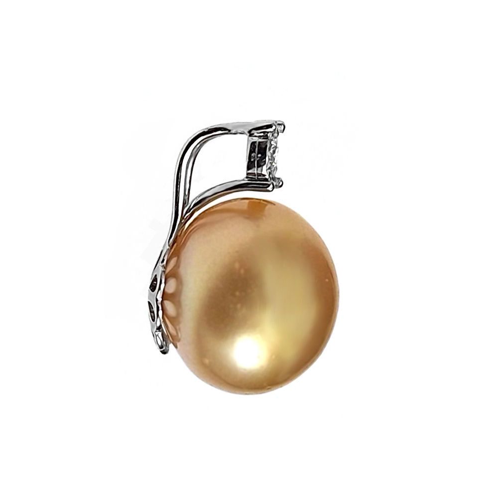 縮圖：PT900 鉑金鑲天然鑽石南洋珍珠吊墜