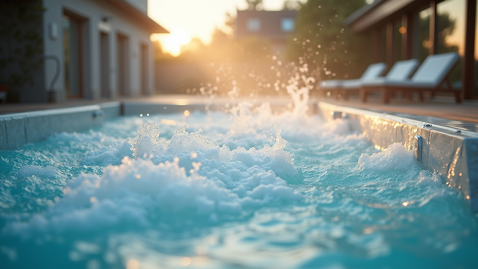 Vue rapprochée d’un spa avec jets d’eau en action
