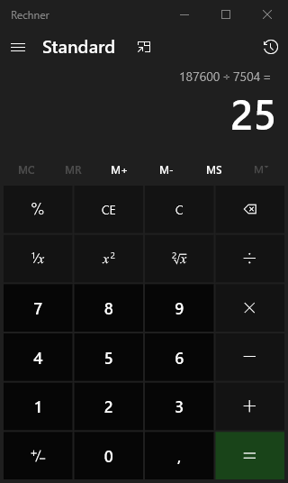 Split % Berechnung für GIMP