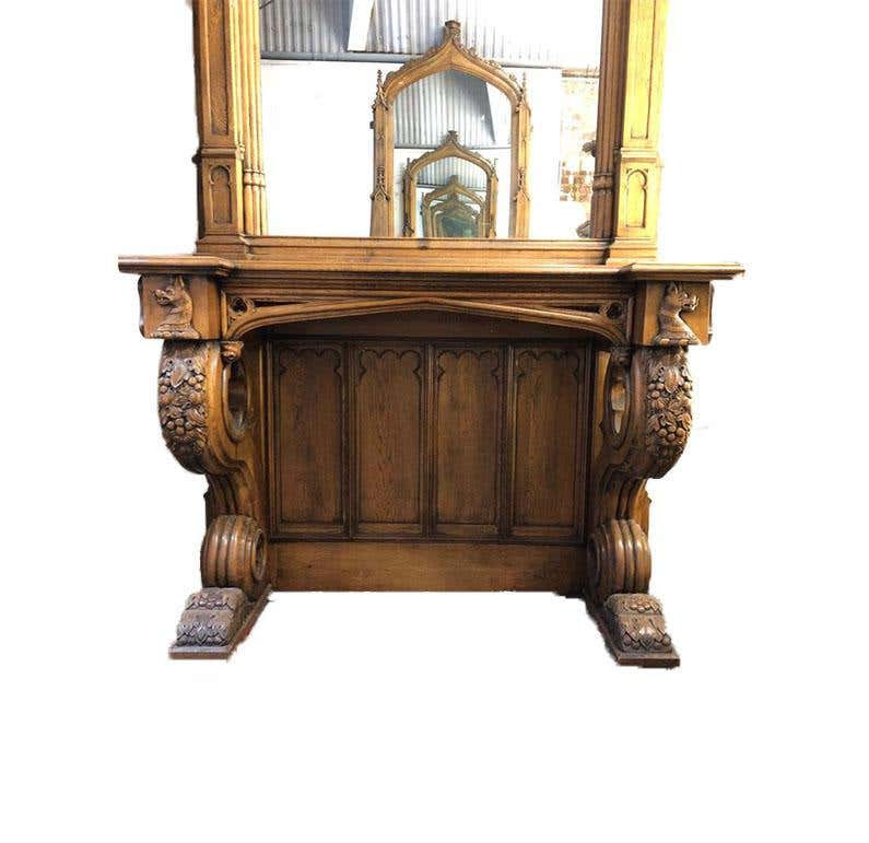 Thumbnail: Pair of Antique Gothic Console Tables and Mirrors from Manchester Town Hall