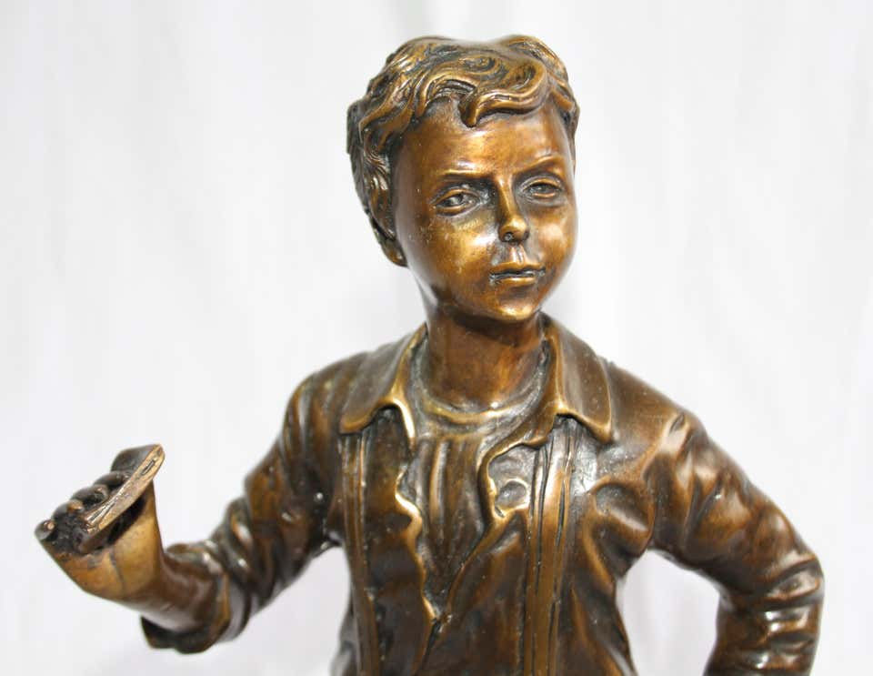 Thumbnail: 20th Century French Bronze Figure of a Boy, Hand-Crafted Sculpture