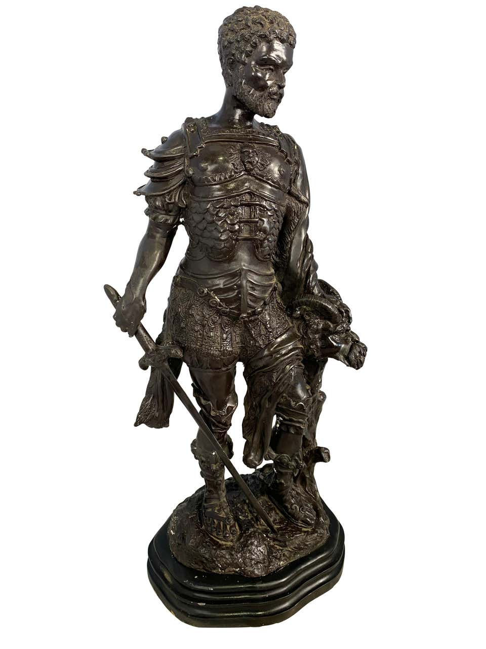 Thumbnail: Bronze Warrior Holding Demi-Human Beast Head, 20th Century