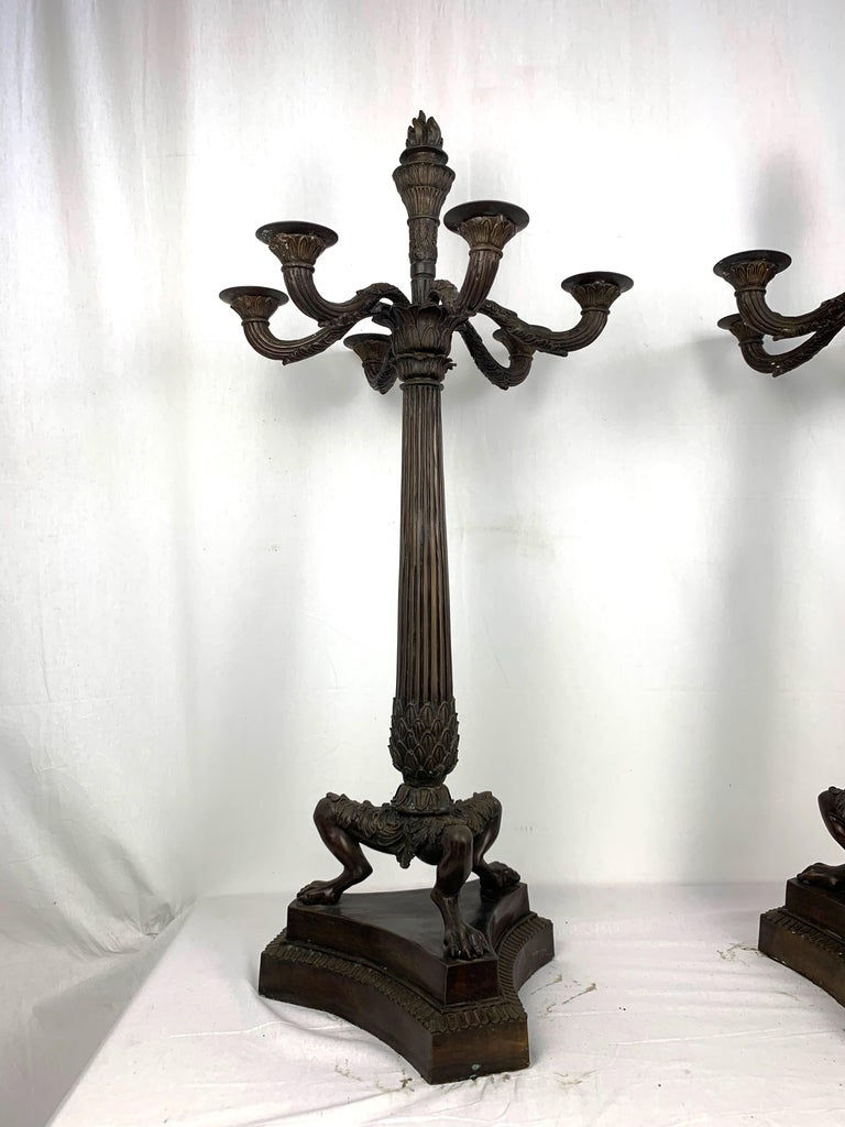 Thumbnail: Pair of Bronze Empire Candelabras, France
