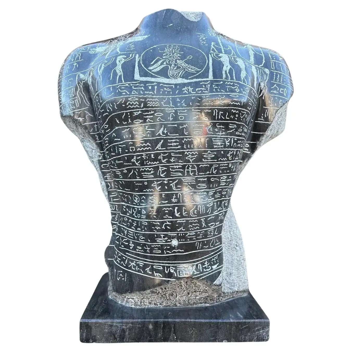 Ancient Egyptian ‘Magical Statue’ Solid Marble Bust Sculpture, 21st Century