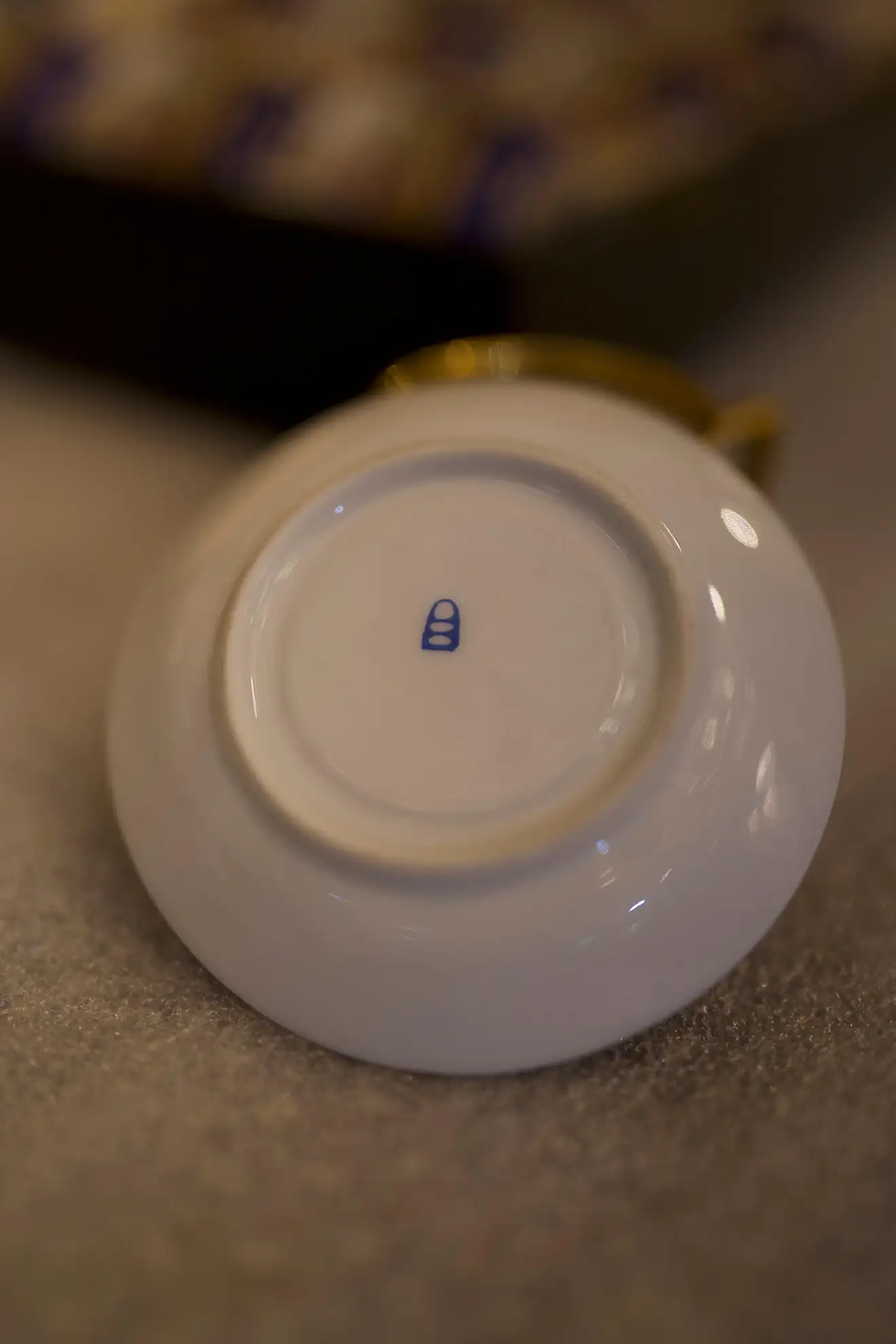 Thumbnail: 19th Century Porcelain, 12 Piece Painted Cups and Saucers Cobalt Blue