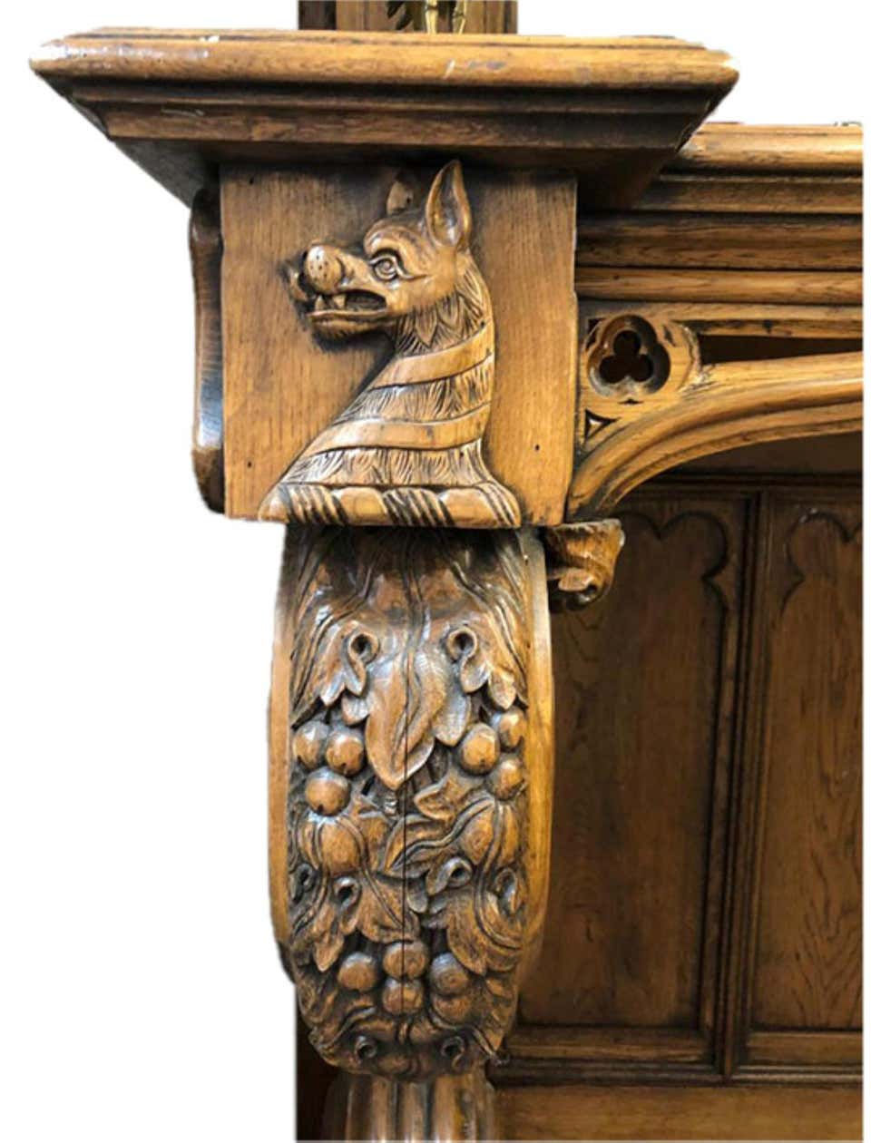 Thumbnail: Pair of Antique Gothic Console Tables and Mirrors from Manchester Town Hall