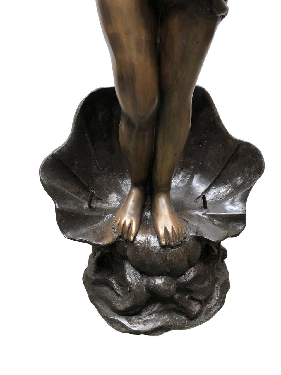 Thumbnail: Bronze Nude Female Fountain, French Rococo Conch Shell Statue, 20th Century