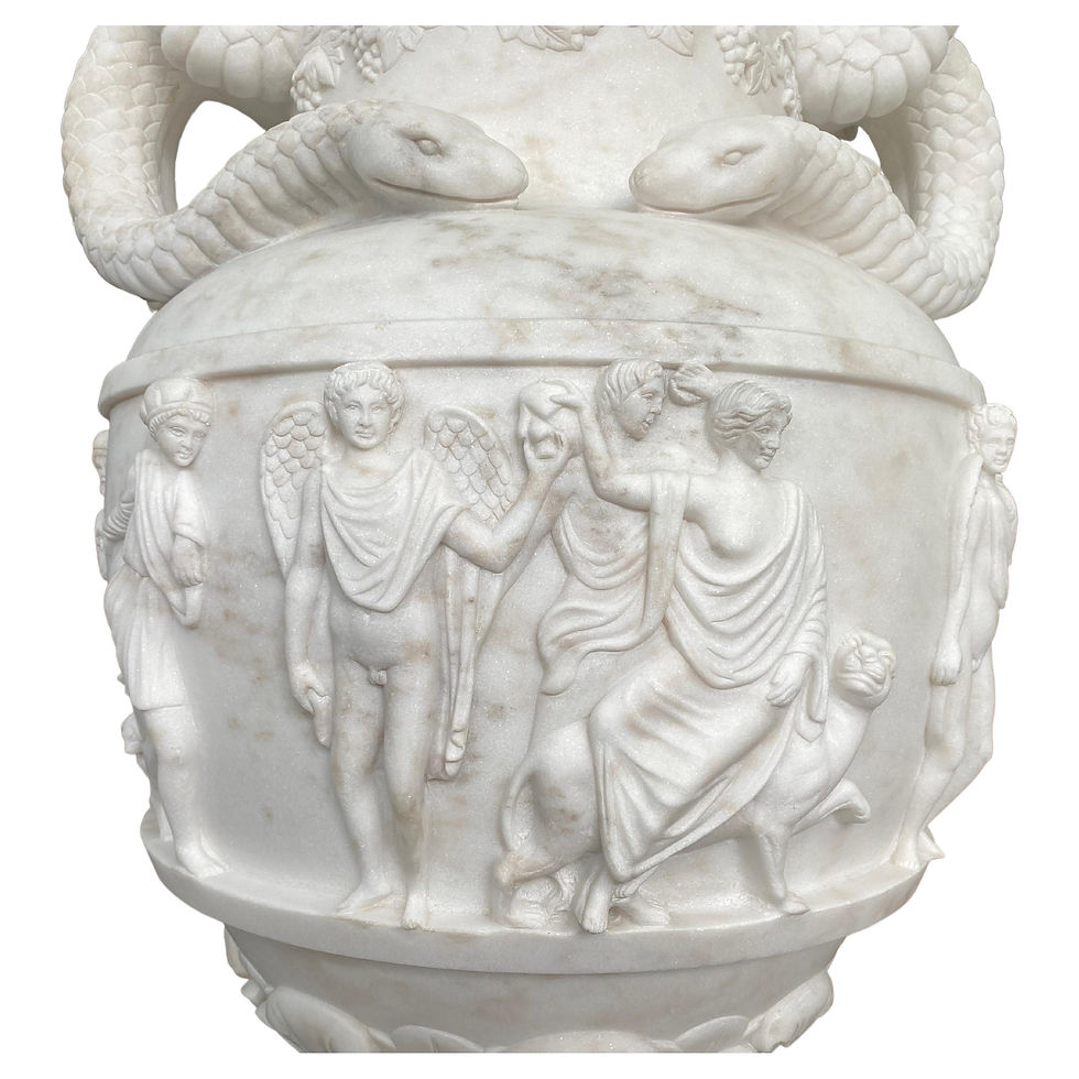 Thumbnail: Ancient Greek Style White Carrara Marble Urns, 20th Century