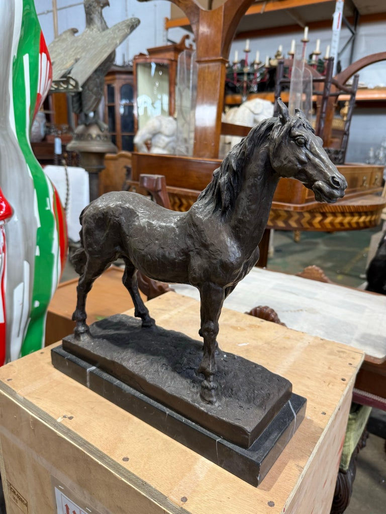 Thumbnail: Classic French Bronze Horse Sculpture on Marble Base