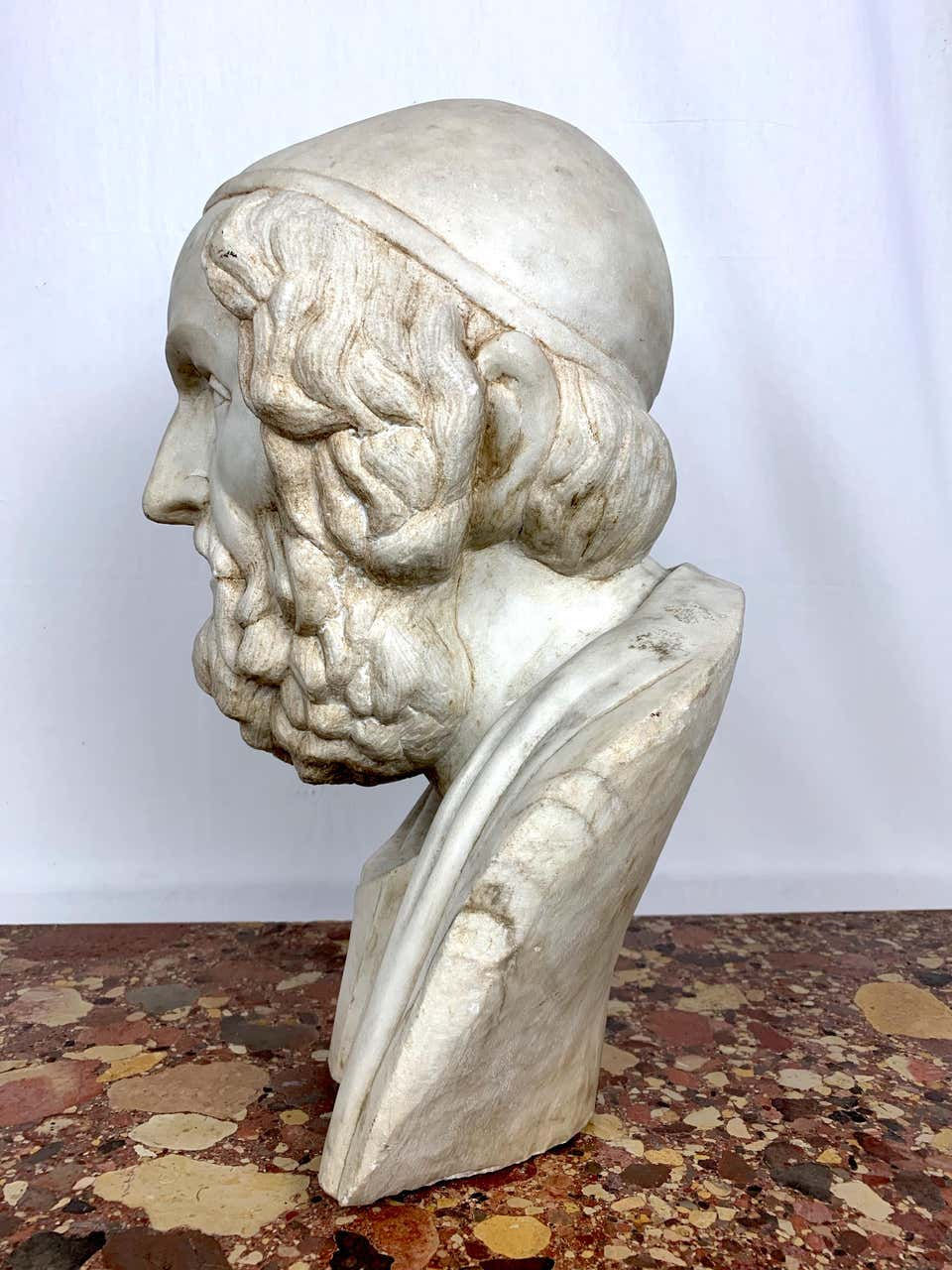 Thumbnail: 20th Century Marble Bust of Ancient Greek Poet Homer