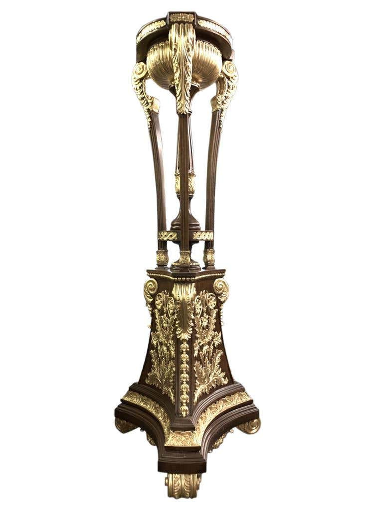 Thumbnail: Pair of Tall French Empire Gilt Tocheres Planter Stands, 20th Century