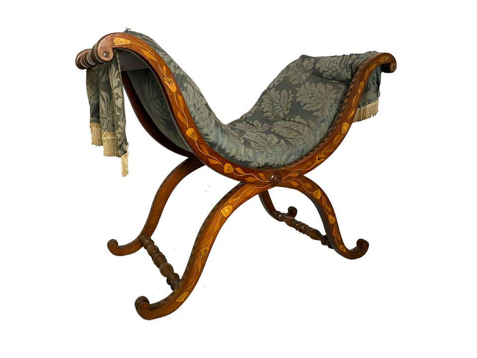 Thumbnail: Dutch Walnut Inlaid Stool, 18th Century