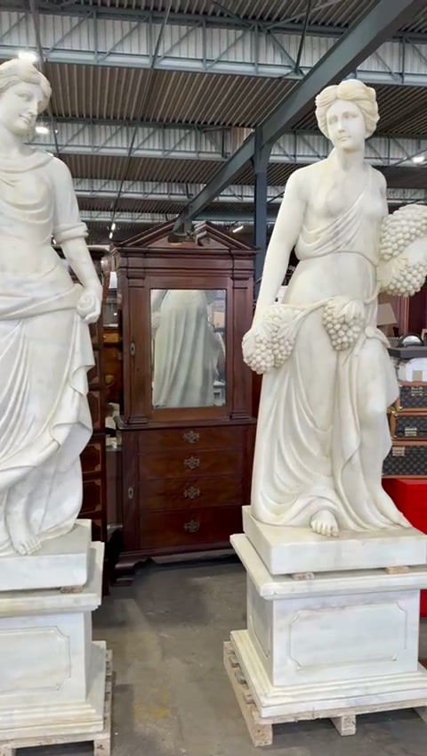 Thumbnail: Set of Four Life-Size Marble Figures, Four Seasons, Late 20th Century