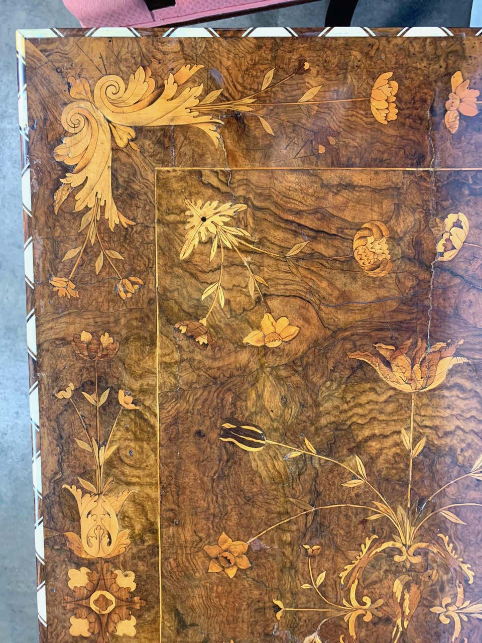 Thumbnail: 18th Century Dutch Burr Walnut and Marquetry Inlaid Table