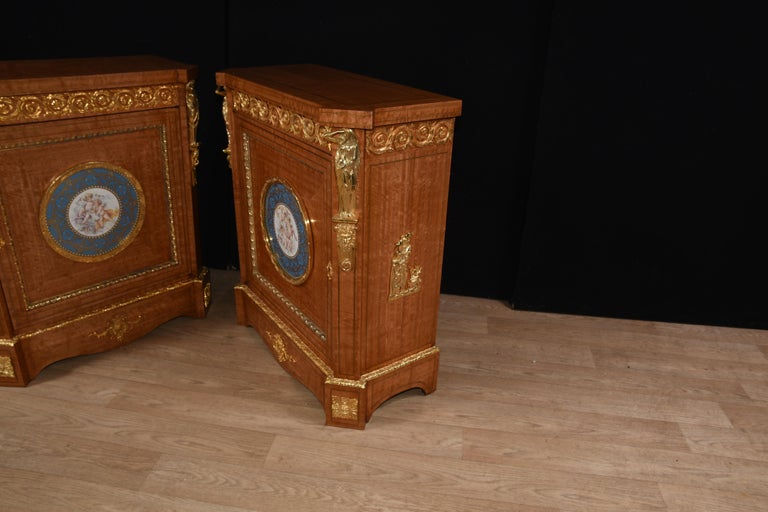 Thumbnail: Pair of French Napoleon III, circa 1910 Satinwood Side Cabinets
