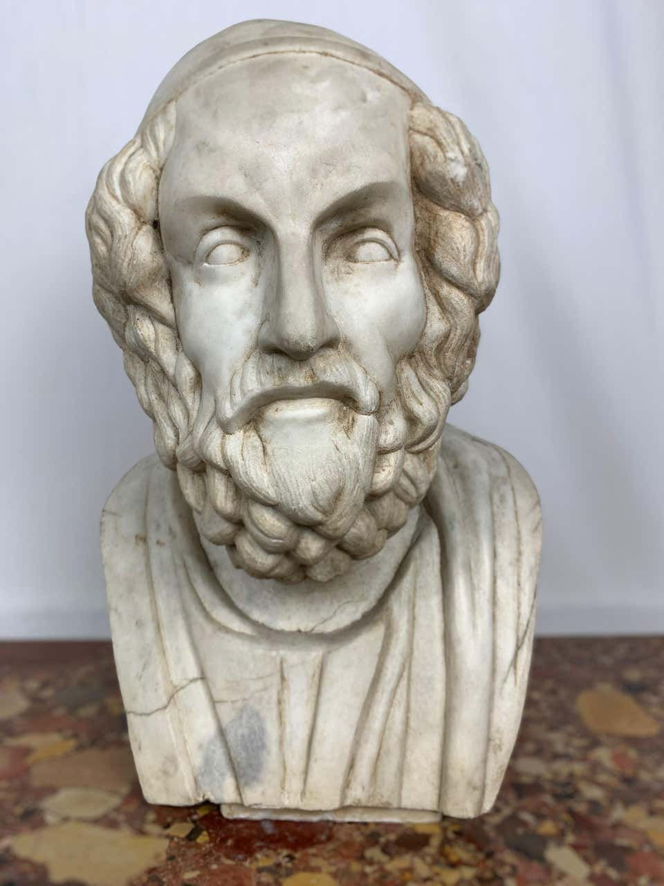 Thumbnail: 20th Century Marble Bust of Ancient Greek Poet Homer
