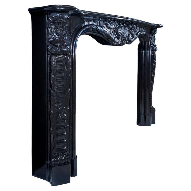 Thumbnail: Black Belgian Rococo Marble Fireplace