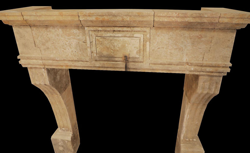 Thumbnail: 20th Century Provincial Limestone Fireplace Mantle with Arched Legs