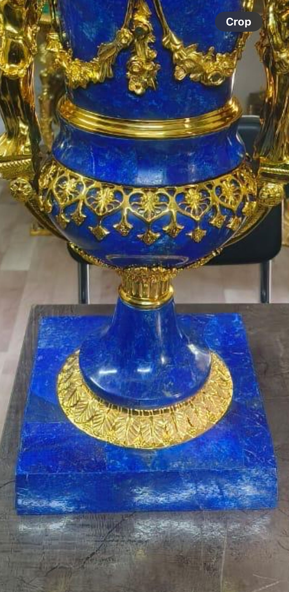 Thumbnail: Pair of 20th century Lapis and Ormolu-Mounted 'Medici' Vases