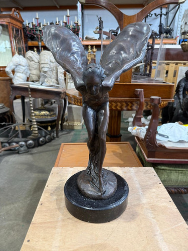 Spirit of Ecstasy” Bronze Sculpture on Marble Base – After Charles