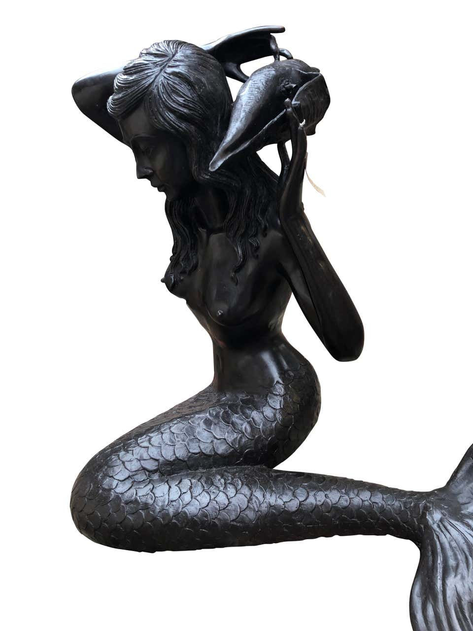 Thumbnail: Bronze Mermaid Fountain Garden Statue Siren Female Figurine, 20th Century