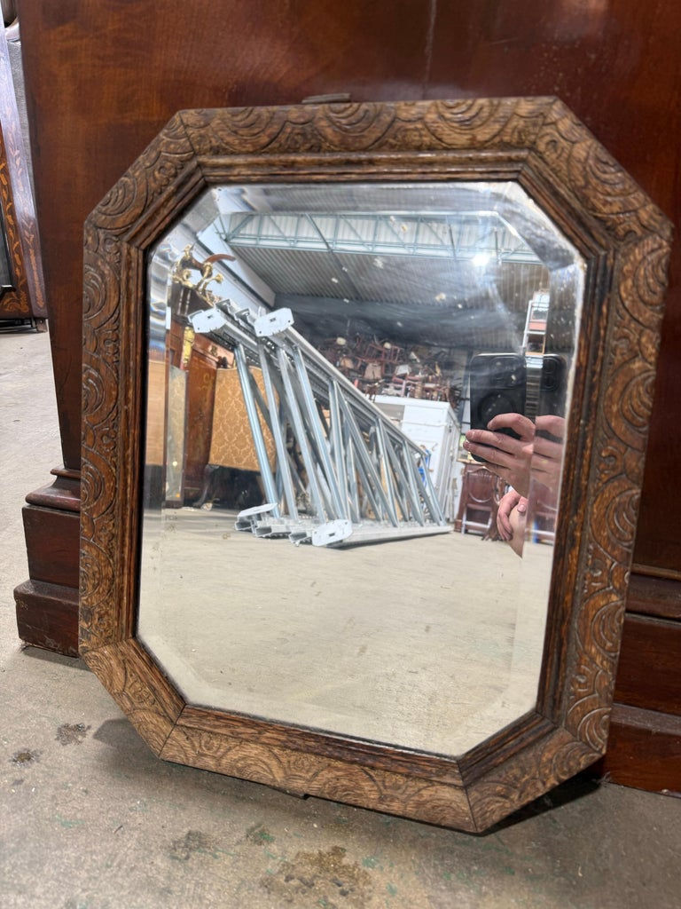 Thumbnail: 19th Century Carved Oak Octagonal Mirror