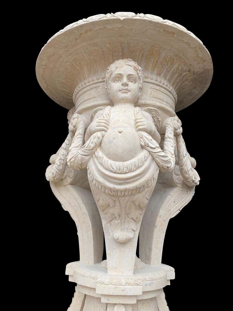 Thumbnail: 20th Century Large Pair of Hand Carved Marble Planters
