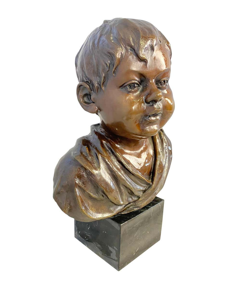Thumbnail: Bronze Bust of a Young Boy, Signed by O’Brian, 20th Century
