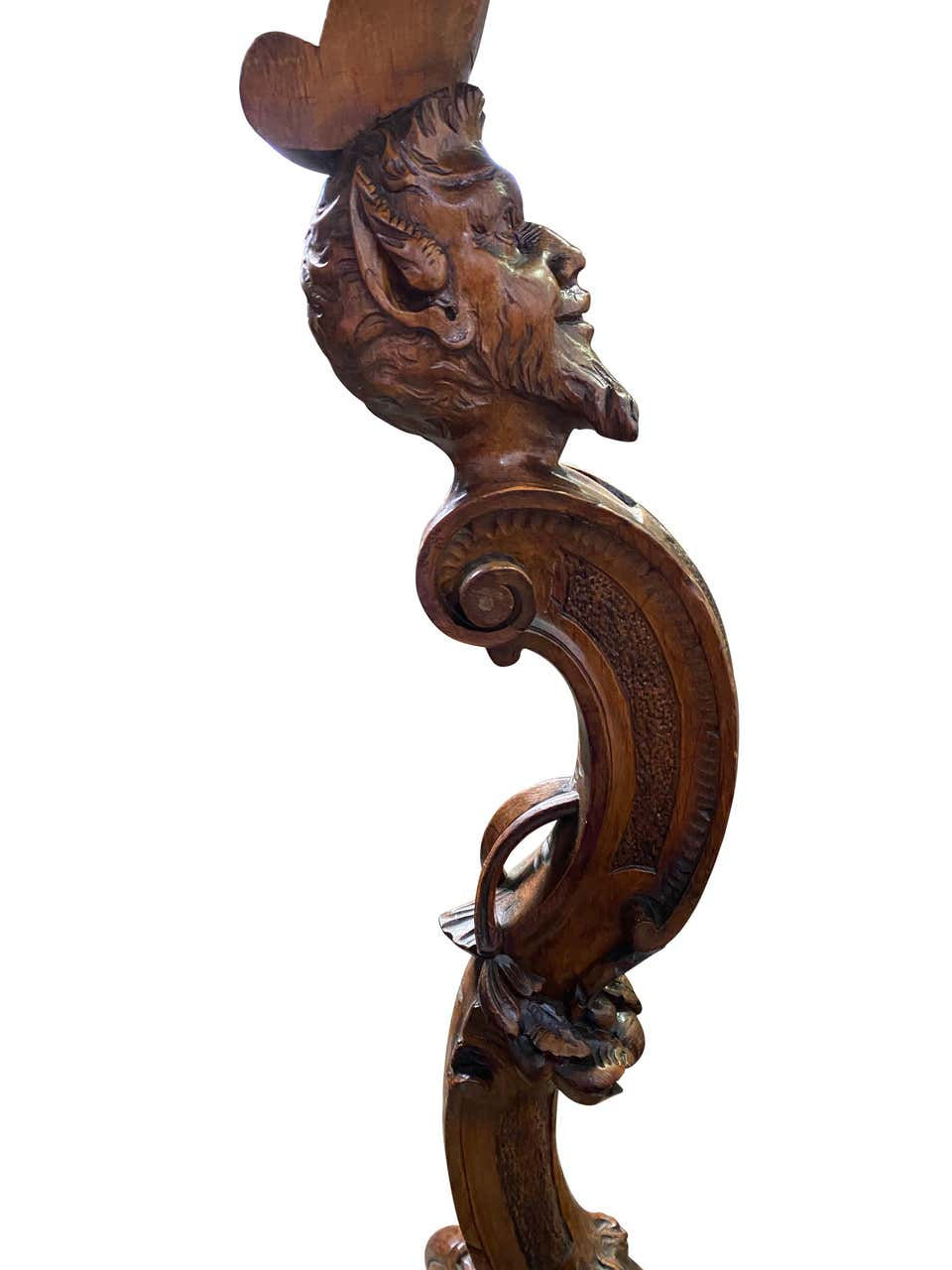 Thumbnail: Hand Carved Side Table with Men's Face, 19th Century