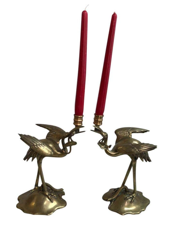 Thumbnail: Pair of Brass Stalk Candelabras, 19th Century