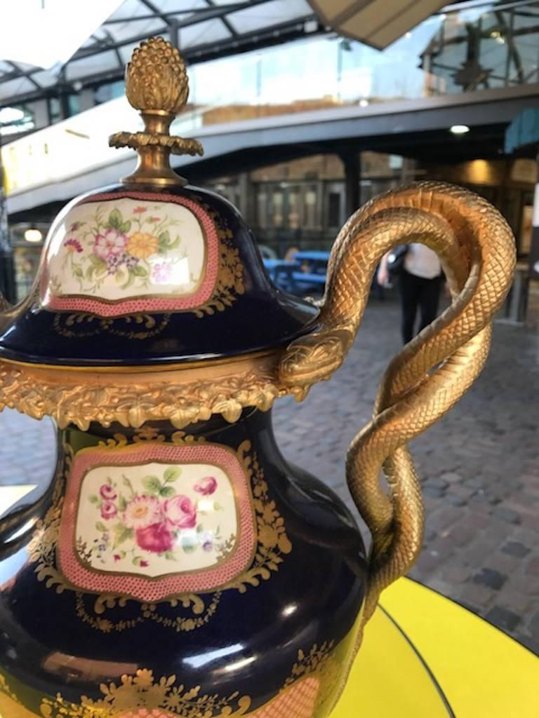 Thumbnail: Pair of 20th Century Sevres Style Porcelain Ormolu Vases