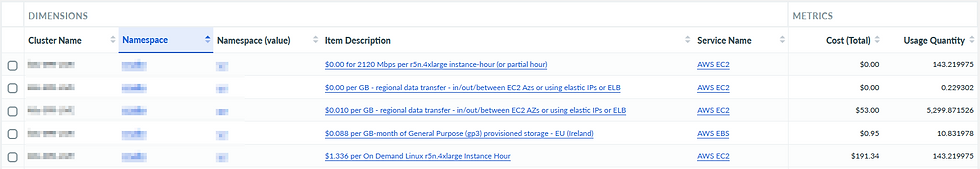 Figure 1 Metrics in Cloudability  