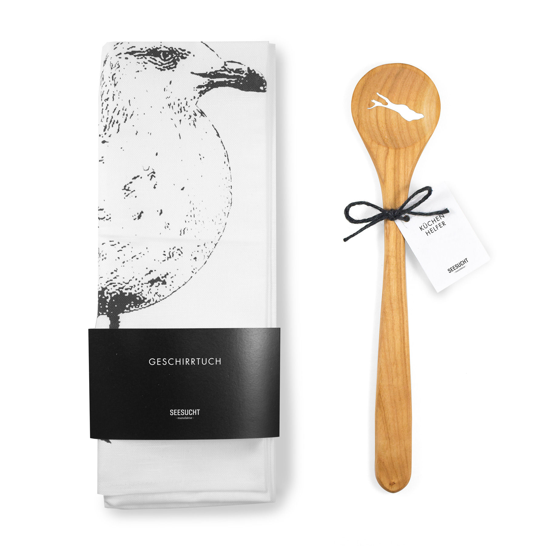Set / Geschirrtuch Möwe + Kochlöffel Bodensee
