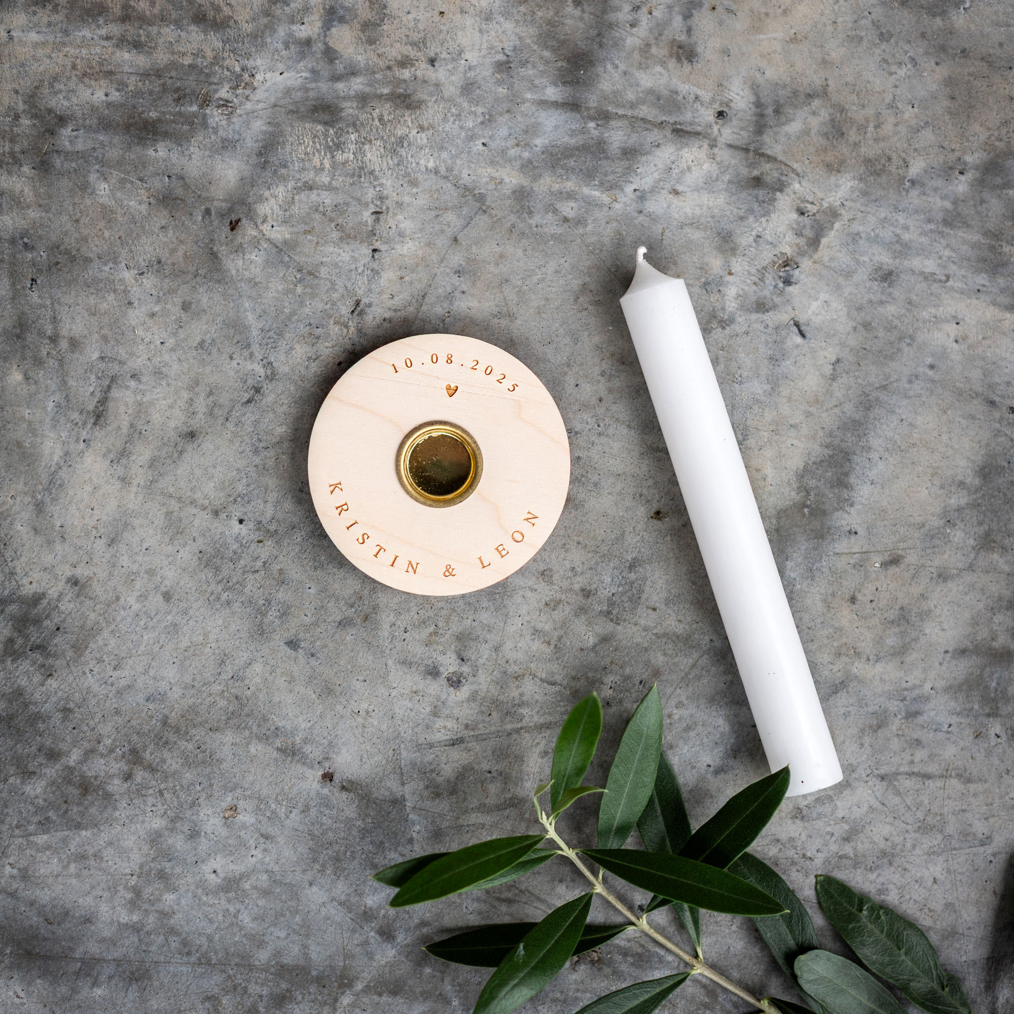 Kerzenhalter Holz Gravur Hurra Geburtstag Geburt Geschenk