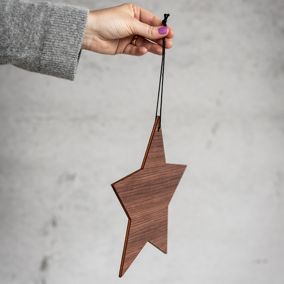 Miniaturbild: Stern Anhänger Dekoration Weihnachten Nuss Holz