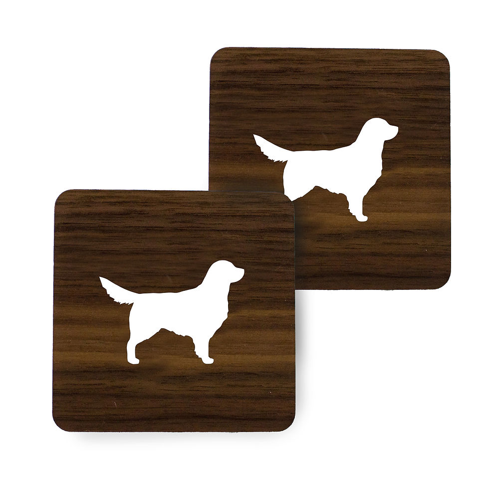 Glasuntersetzer Untersetzer Holz Hund Golden Retriever Motiv Nuss