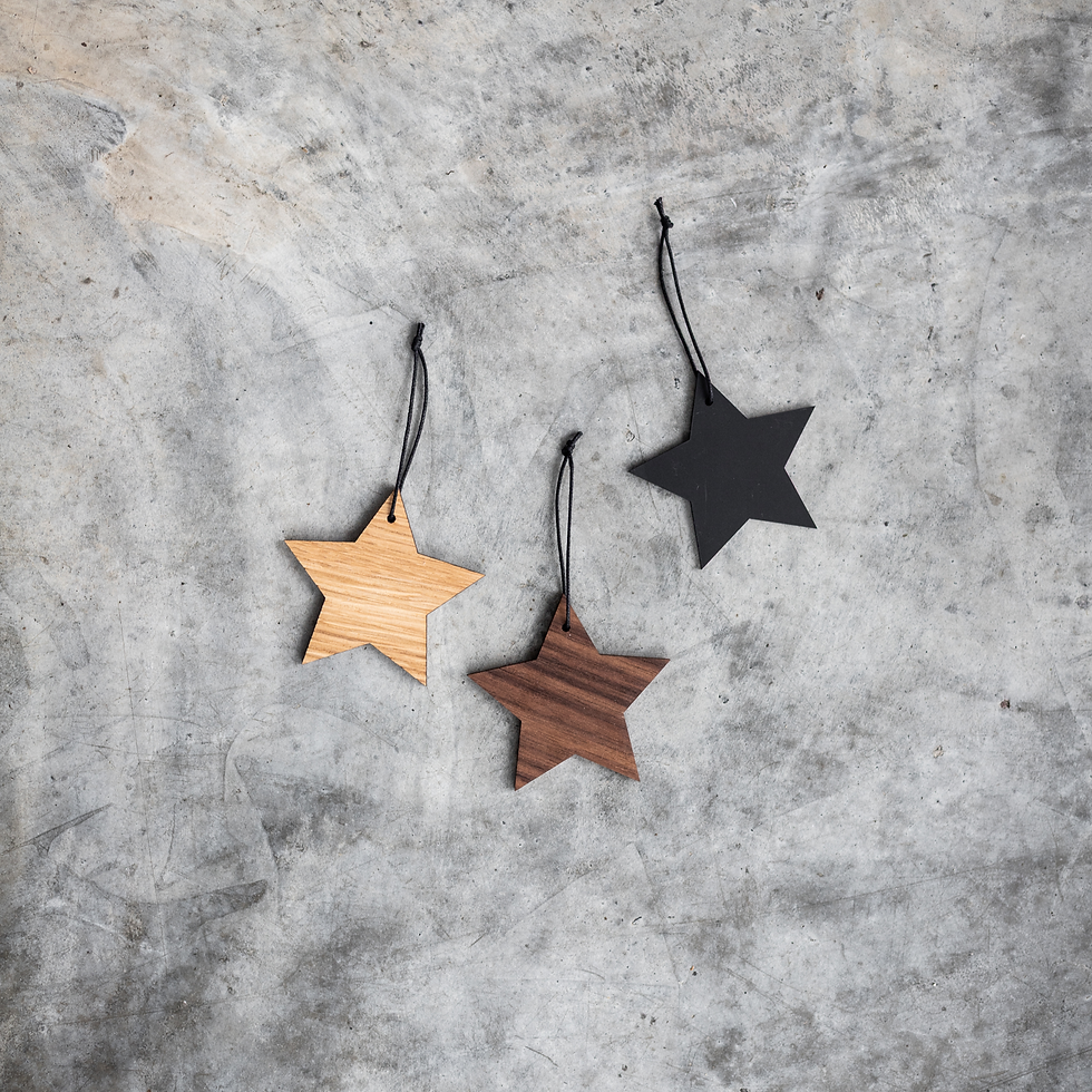 Miniaturbild: Stern Set Anhänger Dekoration Weihnachten Acryl Eiche Nuss Holz