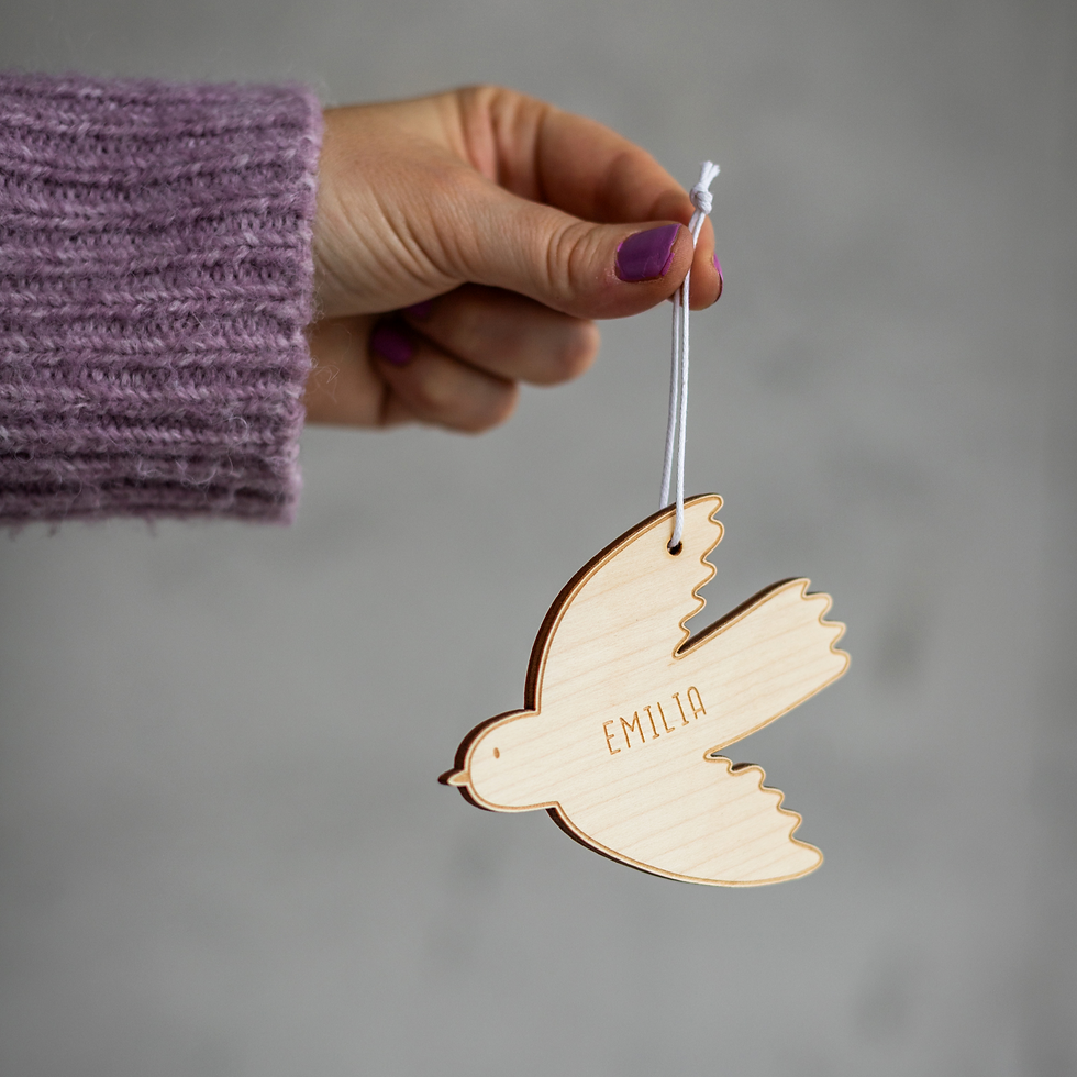 Miniaturbild: Anhänger Geschenkanhänger Vogel Dekoration Verzierung fürs Geschenk Holz Gravur Name Datum