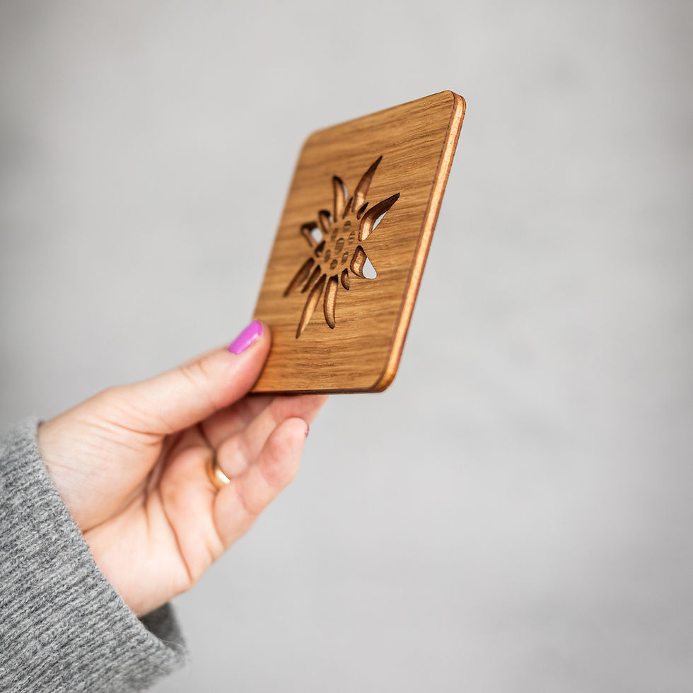 Miniaturbild: Glasuntersetzer Untersetzer Holz Edelweiss Motiv Eiche