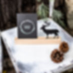 Bilderleiste Kartenleiste Steckfigur Hirsch Wild kurz Gravur Personalisierung Holz Eiche