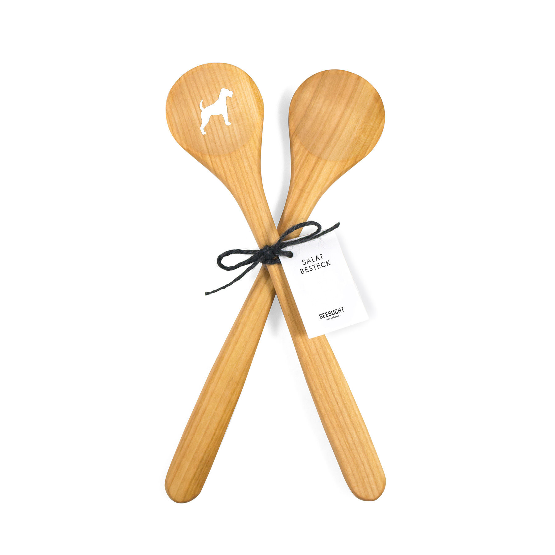 Salatbesteck Holz Hund Terrier Motiv