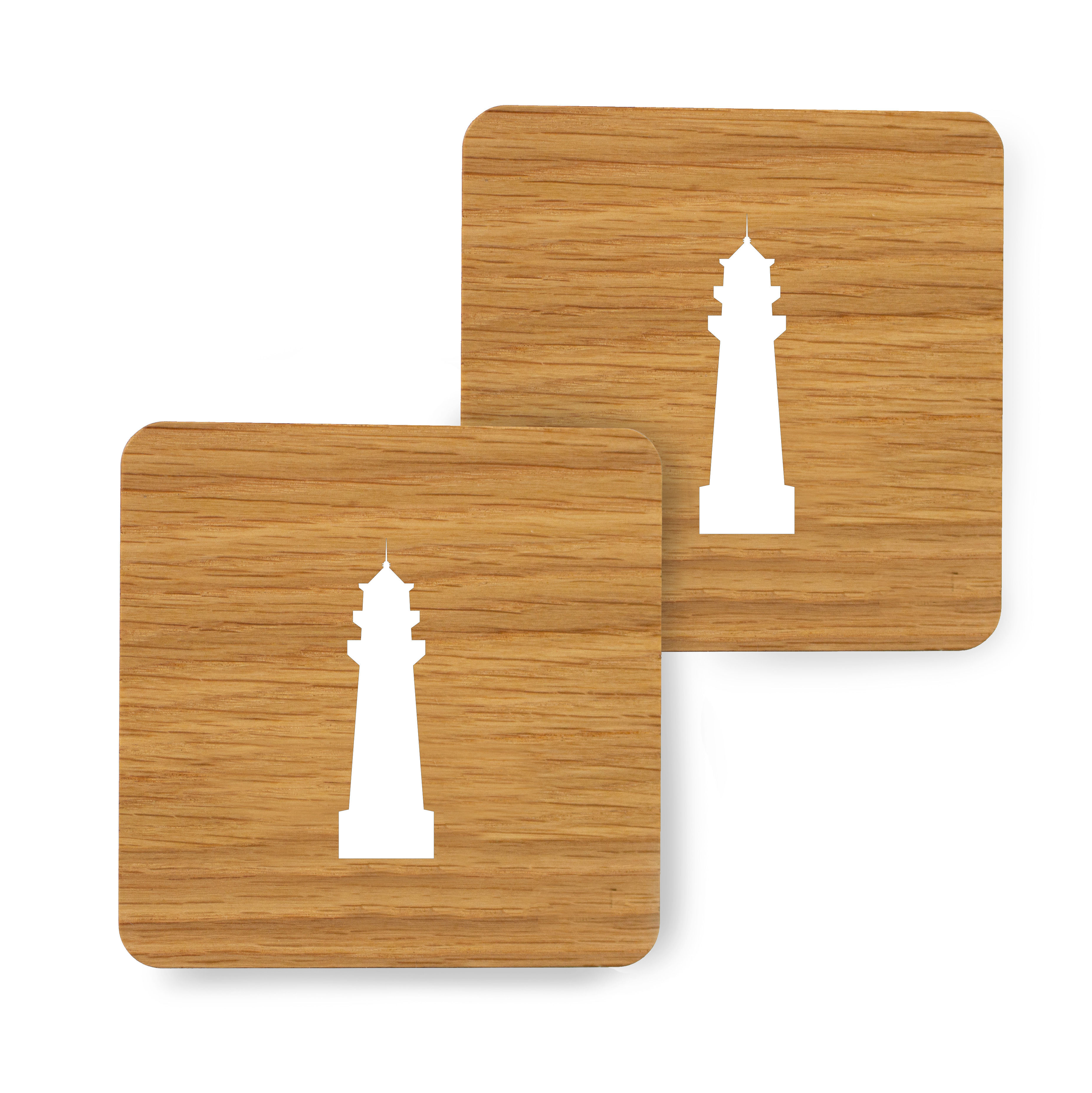 Glasuntersetzer (2-tlg.) / Leuchtturm Eiche / B-Ware