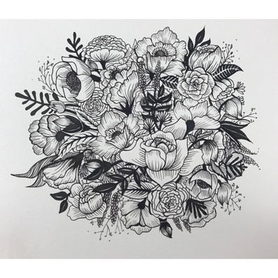 (Untitled) Pen and Ink, Floral Study, 2017