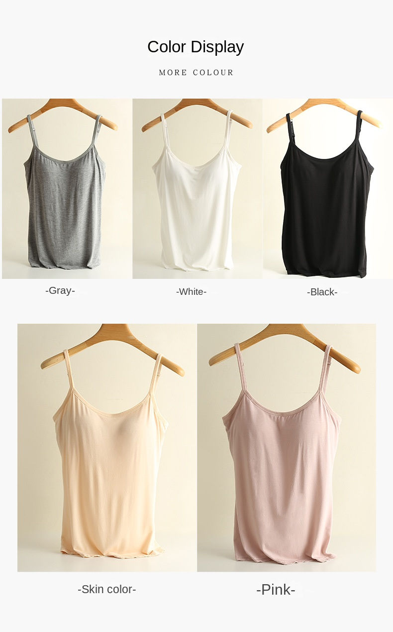 Thumbnail: M-3XL For 35-85kg Modal Plus Size Camisole Tank Top With Fixed Cup Women's Chest