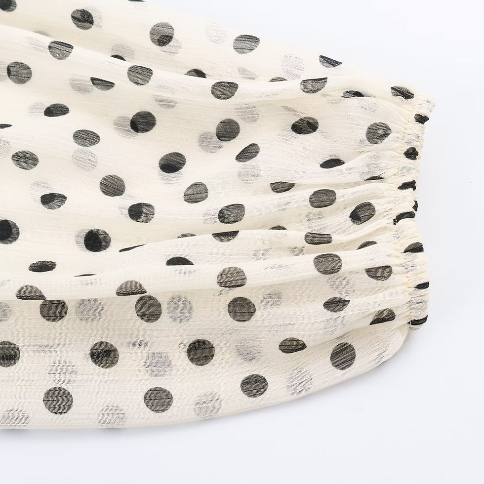 Thumbnail: Women Polka Dot Print Blouse Casual High Collar Long Sleeve Lady Top Simple Wome