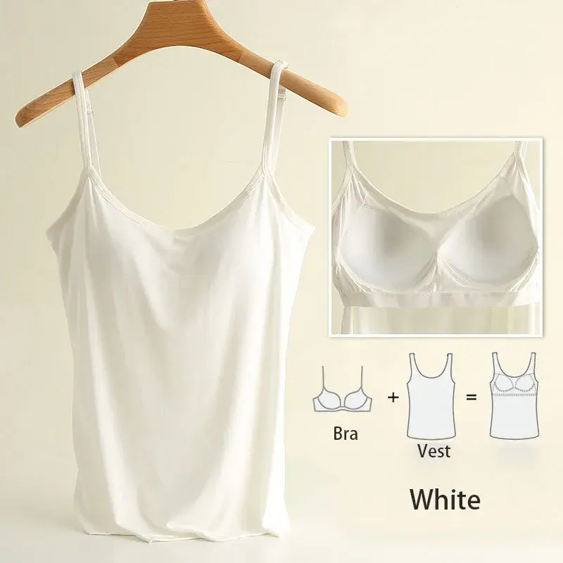 Thumbnail: M-3XL For 35-85kg Modal Plus Size Camisole Tank Top With Fixed Cup Women's Chest