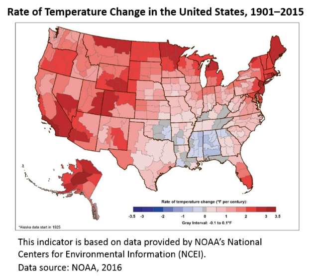 EPA temperature change U.S.