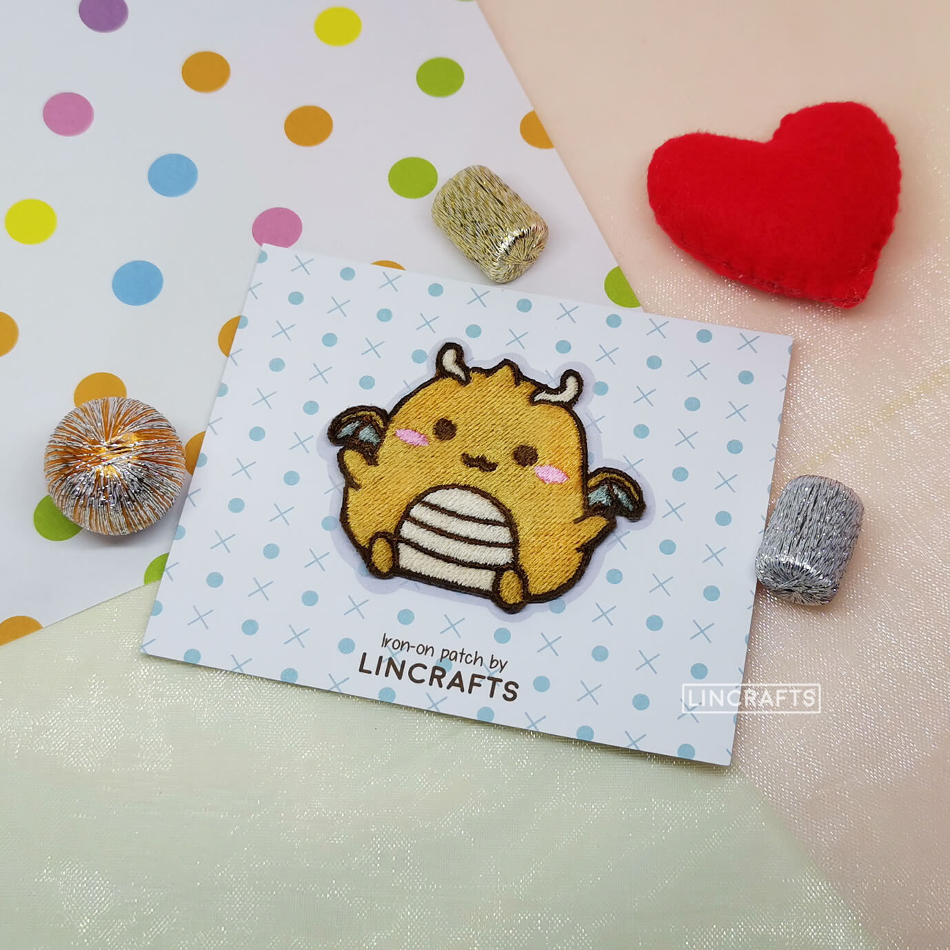 Dragonite: Iron-on Embroidered Patch, Pin & Keychain